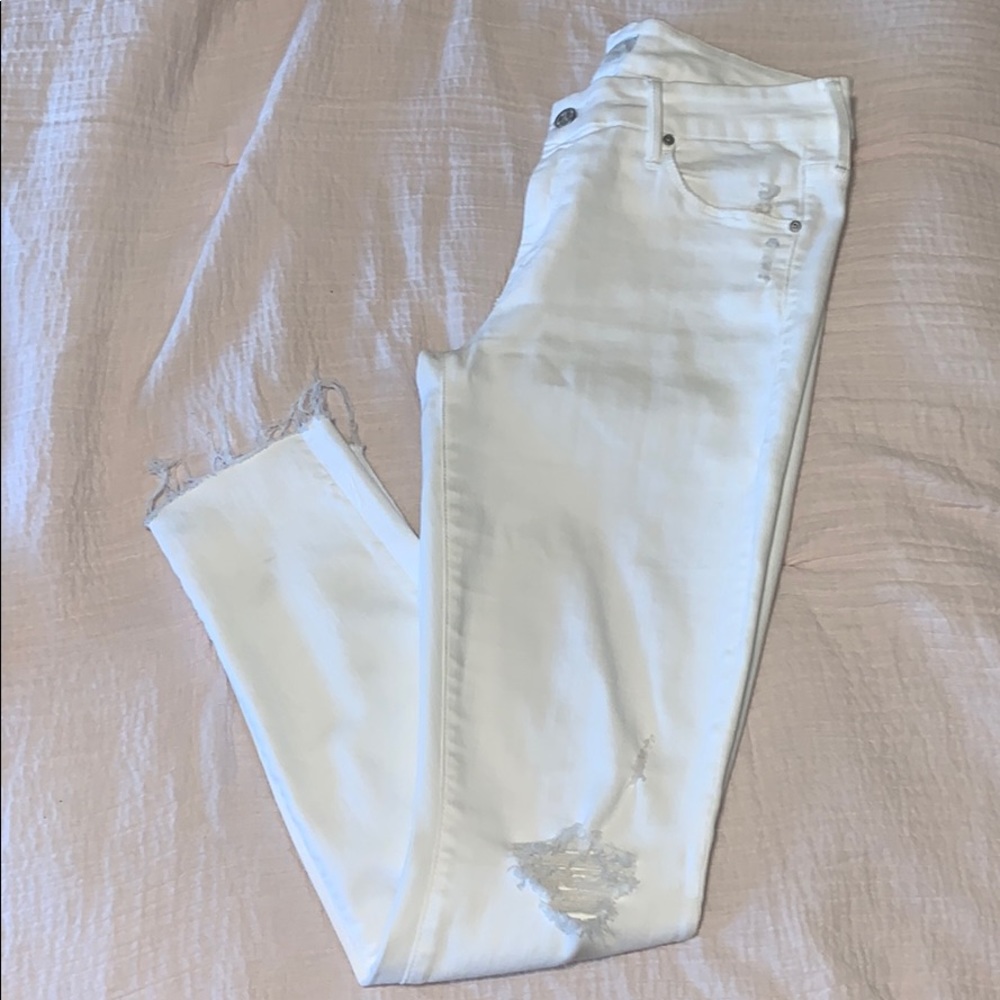 MOTHER white denim skinny jeans